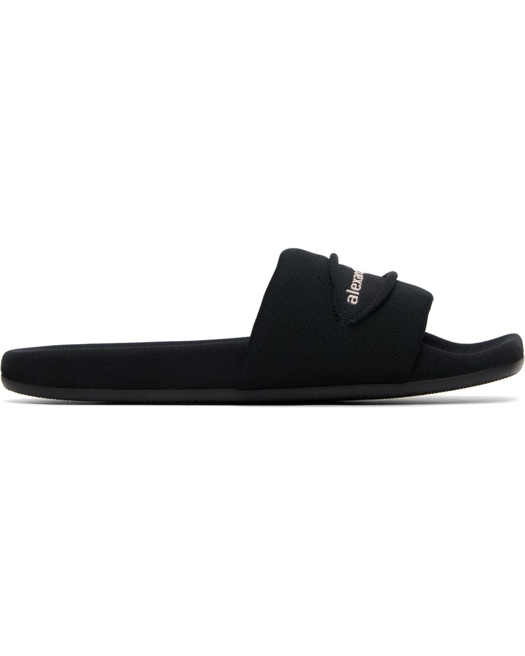 Alexander Wang Black 'Aw' Slash Knit Pool Slides