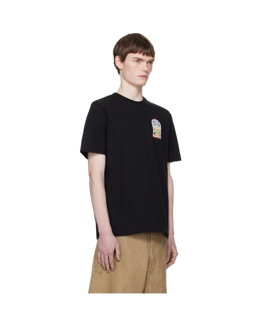 Casablanca Black Tennis Landscape Short Sleeve T‑Shirt for men