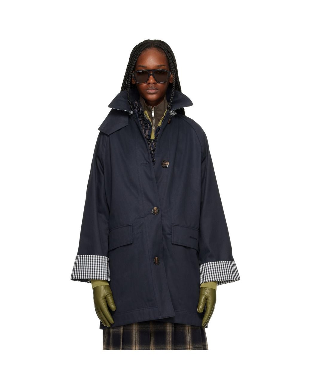 Barbour Blue Gabby Car Casual Trench Coat