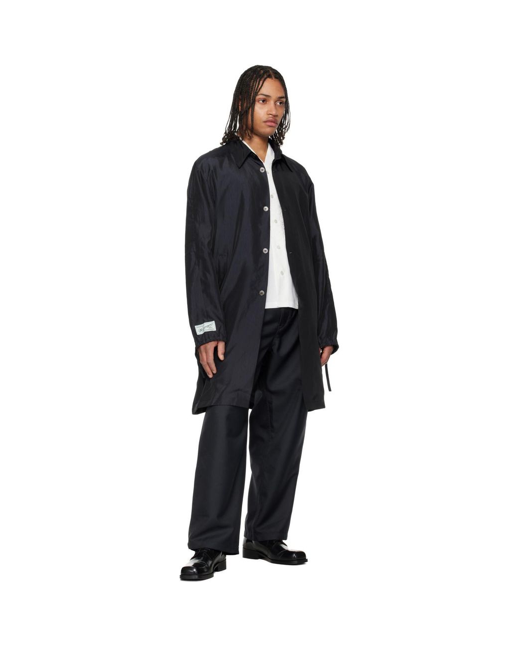 Wooyoungmi Black Wrinkle Long Coat for men