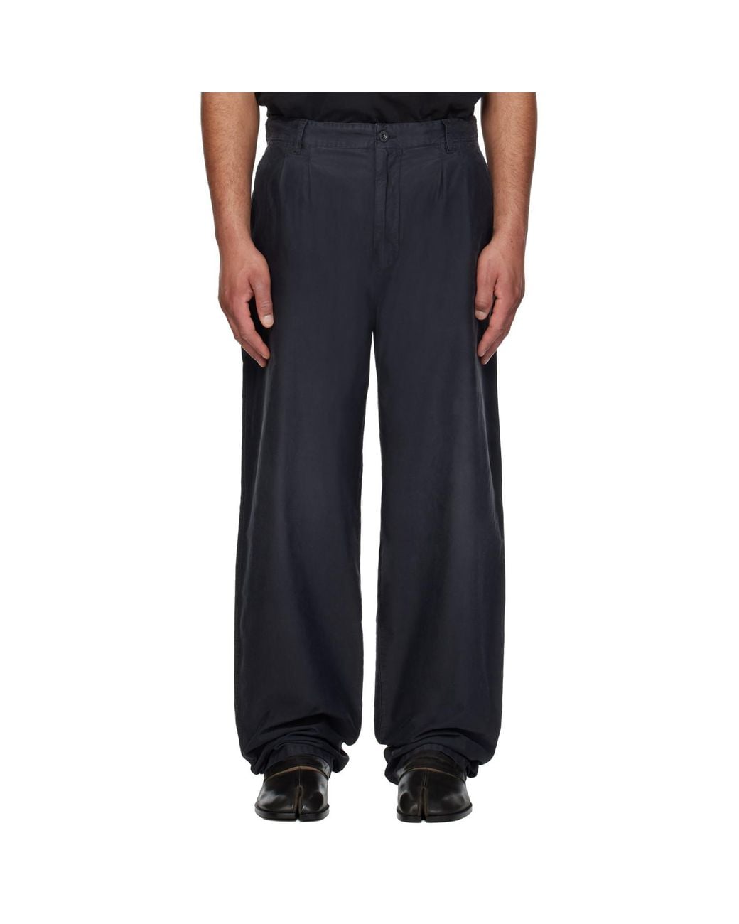 Maison Margiela Black Unbrushed Moleskin Trousers for men