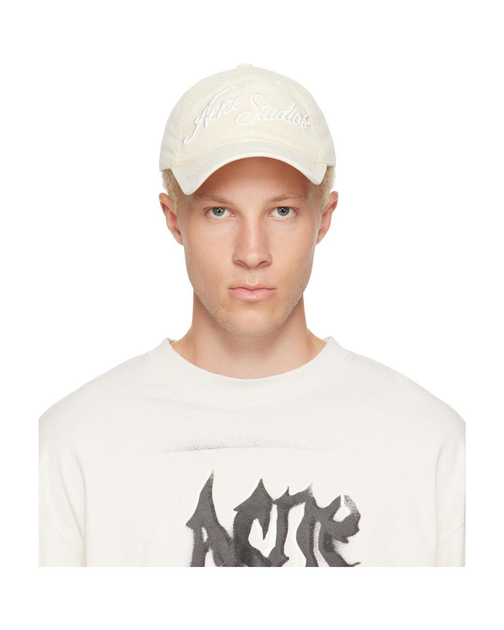 Acne White Off- Embroidered Logo Cap for men