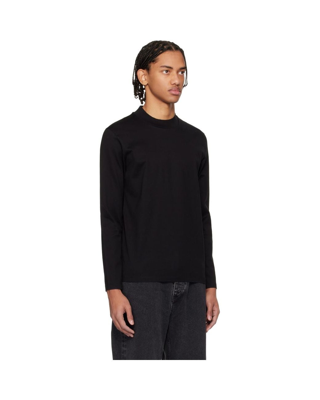HUGO Black Mercerised Cotton Slim-Fit T-Shirt for men