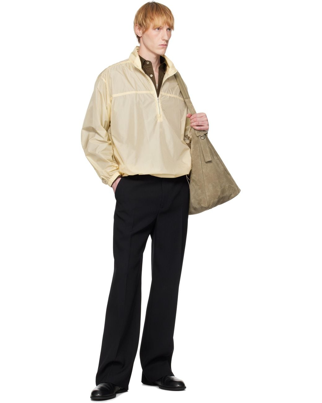 AURALEE Light Sheer Nylon Half Zip Jacket in Natural for Men | Lyst UK