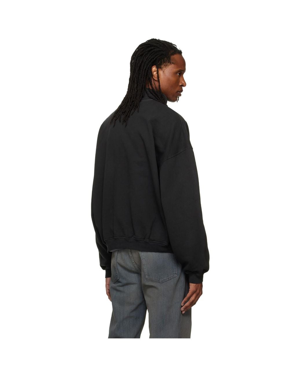 ALEXANDER DIGENOVA Black Stencil Logo Quarter Zip Sweater for men