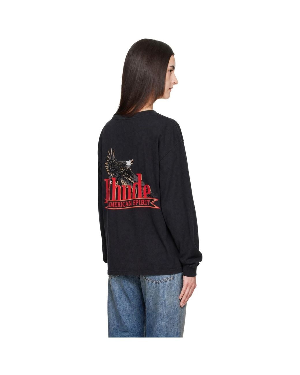 Rhude Black American Spirit' Pocket Long Sleeve T-Shirt