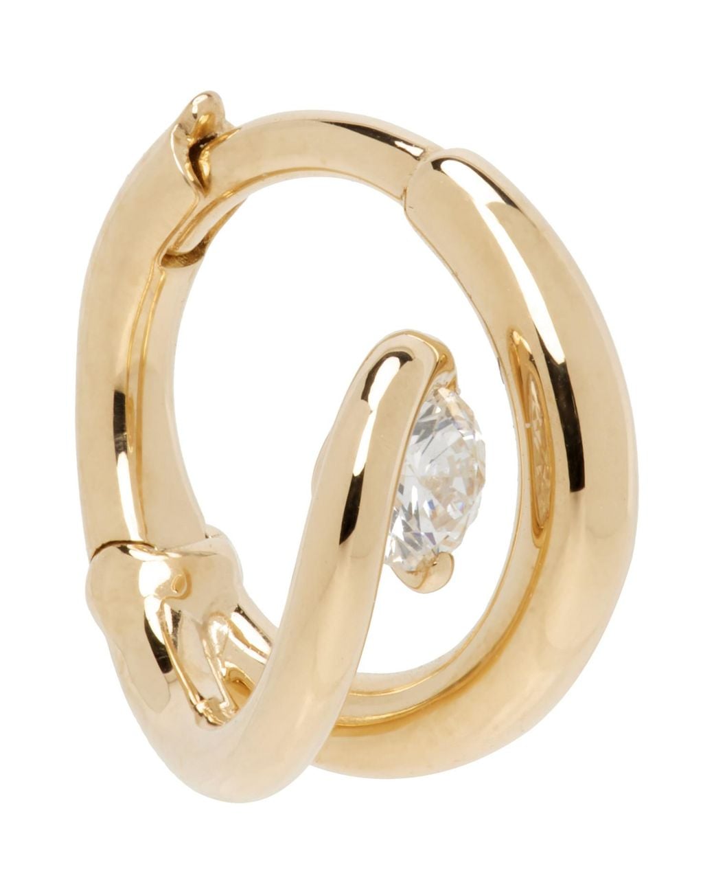 C.Chesnais Metallic Serti Sculpté Single Hoop Earring