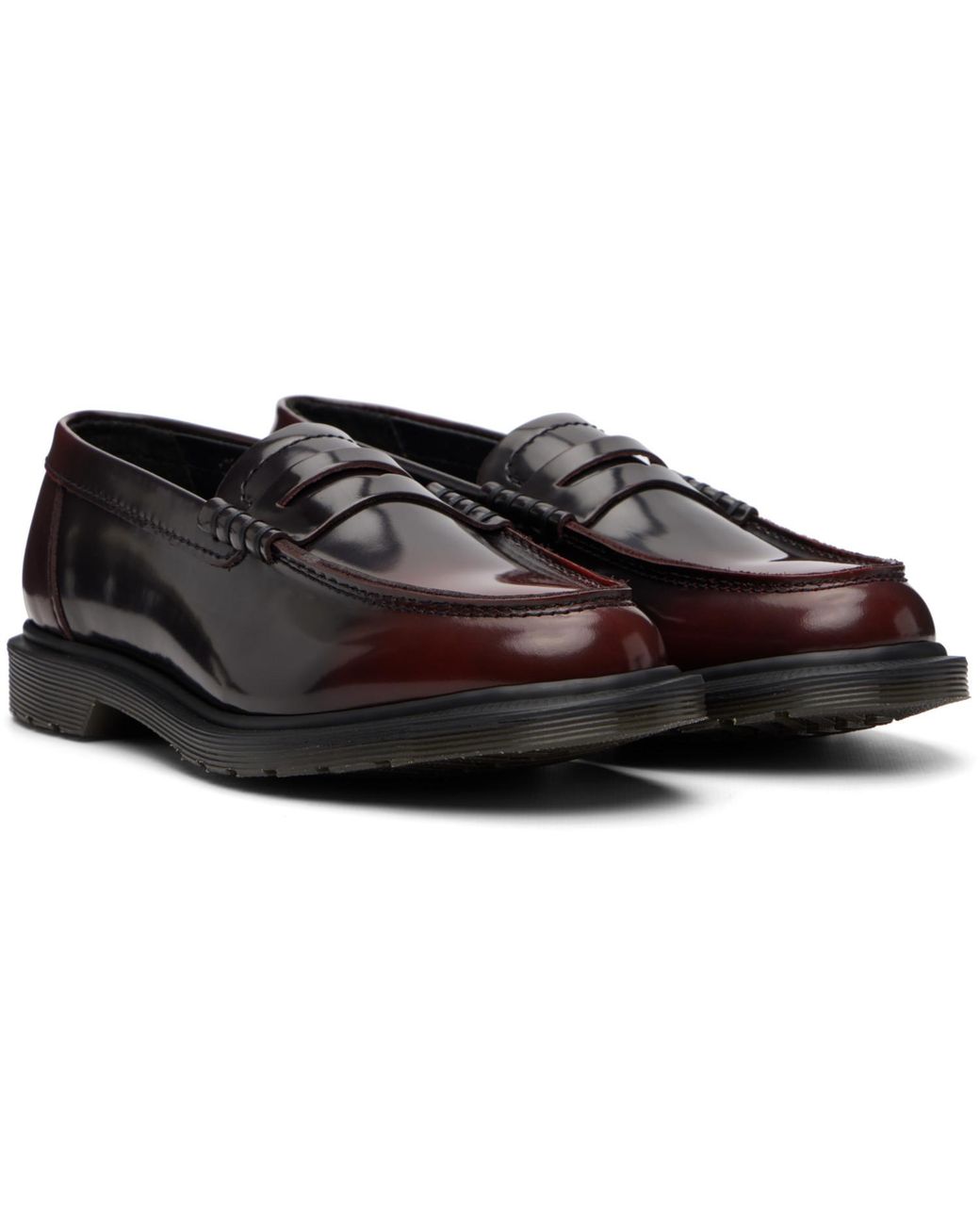 Dr. Martens Black Burgundy Mayfare Rub Off Leather Penny Loafers