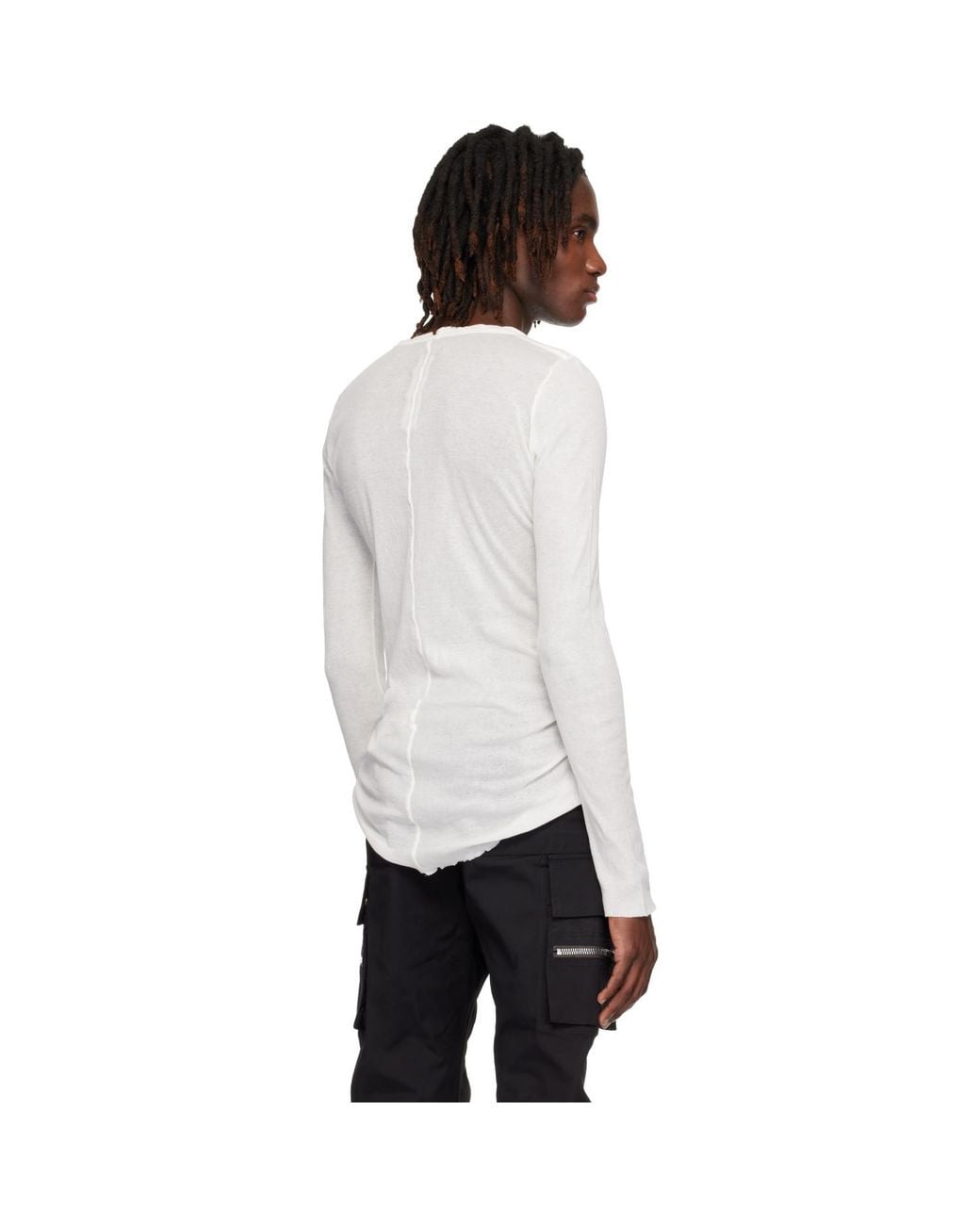 Rick Owens Black Off- Temple Rib Ls T-shirt for men