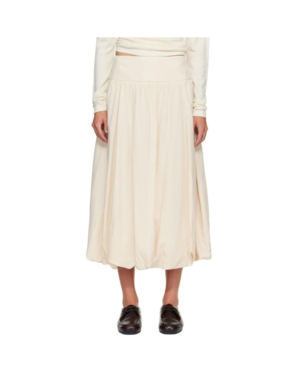 LE17SEPTEMBRE Natural Off- Fluid Balloon Midi Skirt