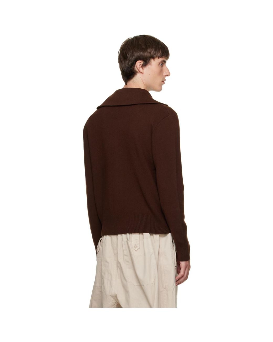 Entire studios Brown Knit Zip Up Cardigan for men