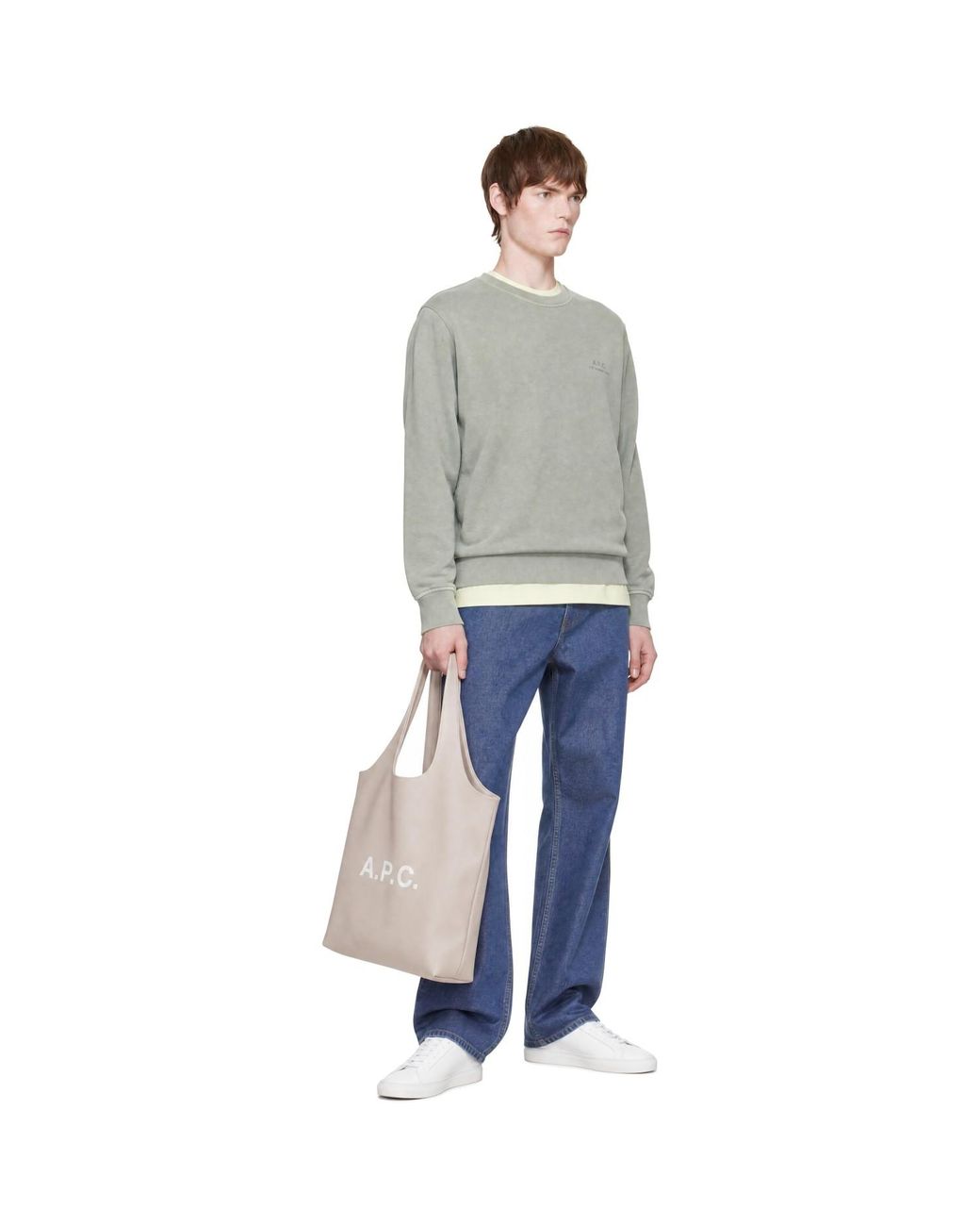 A.P.C. Gray Loose-Fit Logo Sweatshirt for men