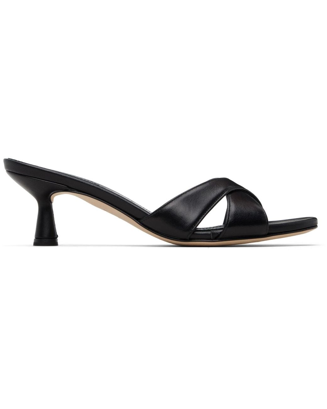 Aeyde Black Vero Leather Mule Heeled Sandals