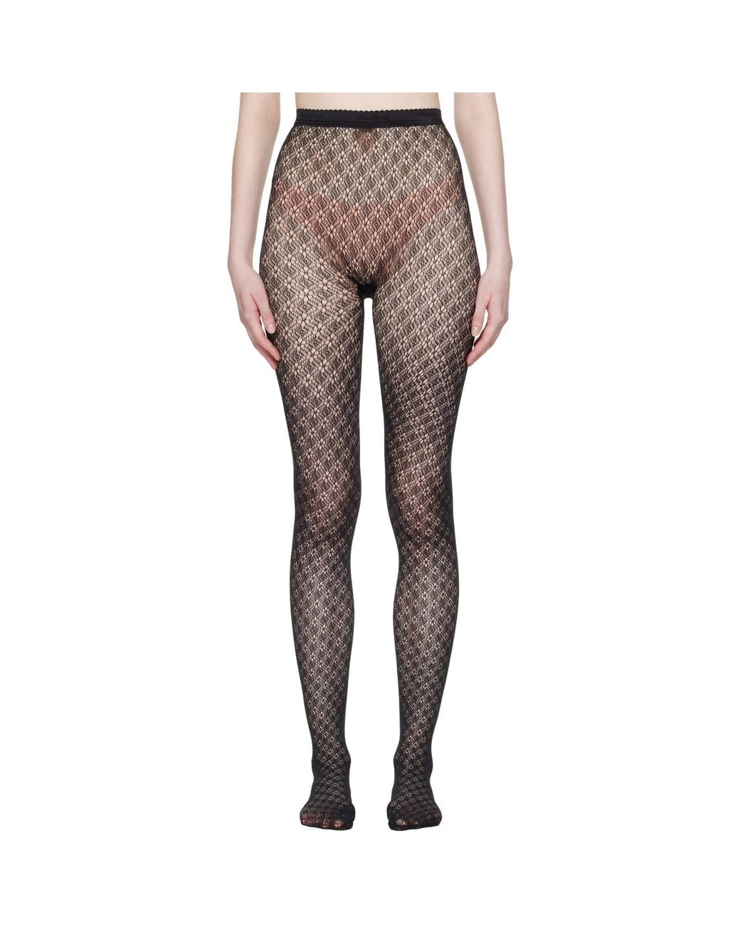 Wolford Gray Blossom Net Tights