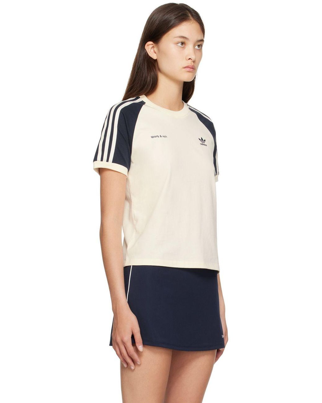Sporty & Rich Off-white & Navy Adidas Originals Edition T