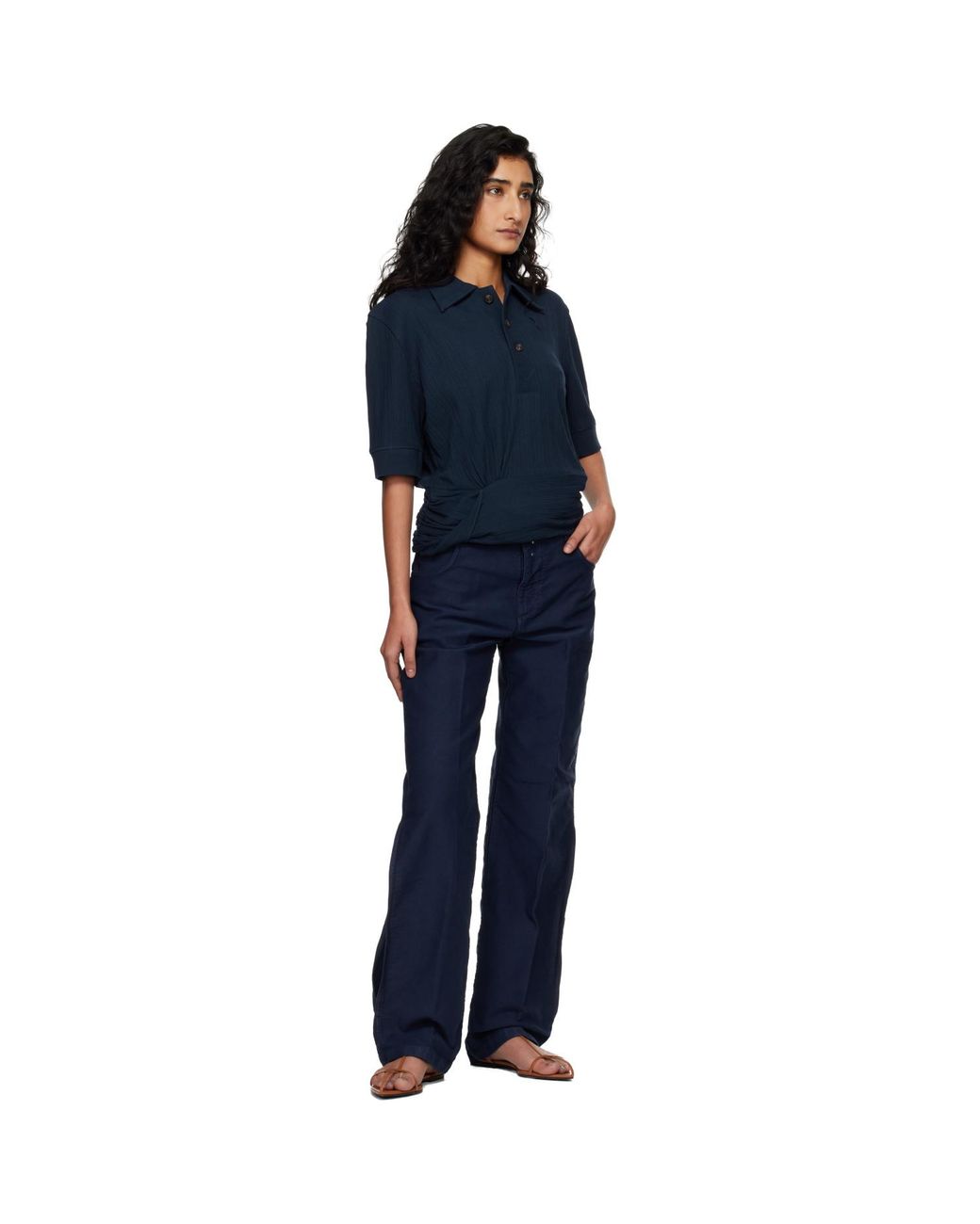 Victoria Beckham Blue Split Utility Trousers