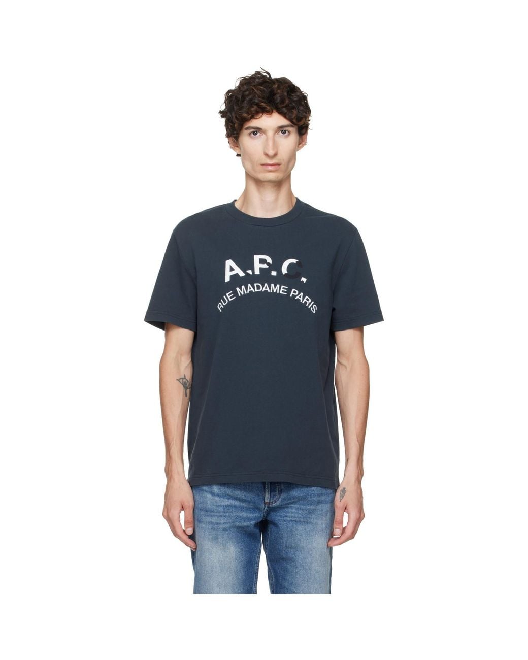 A.P.C. Blue Vintage-Effect T-Shirt for men
