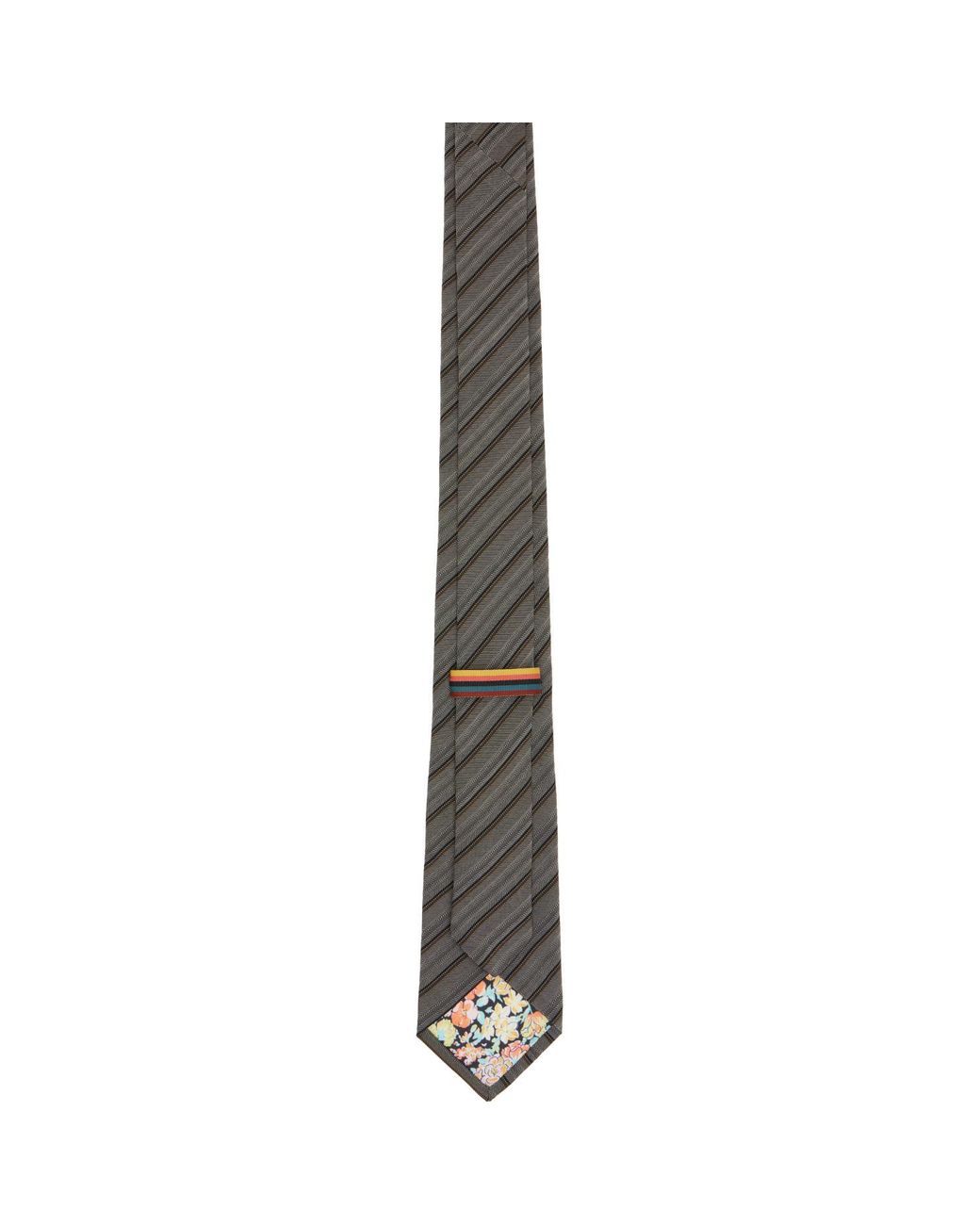 Paul Smith Gray Diagonal Stripe Tie for men