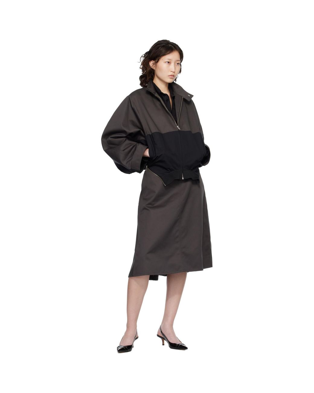 MM6 by Maison Margiela Black Mirrored Two-Tone Zip Jacket