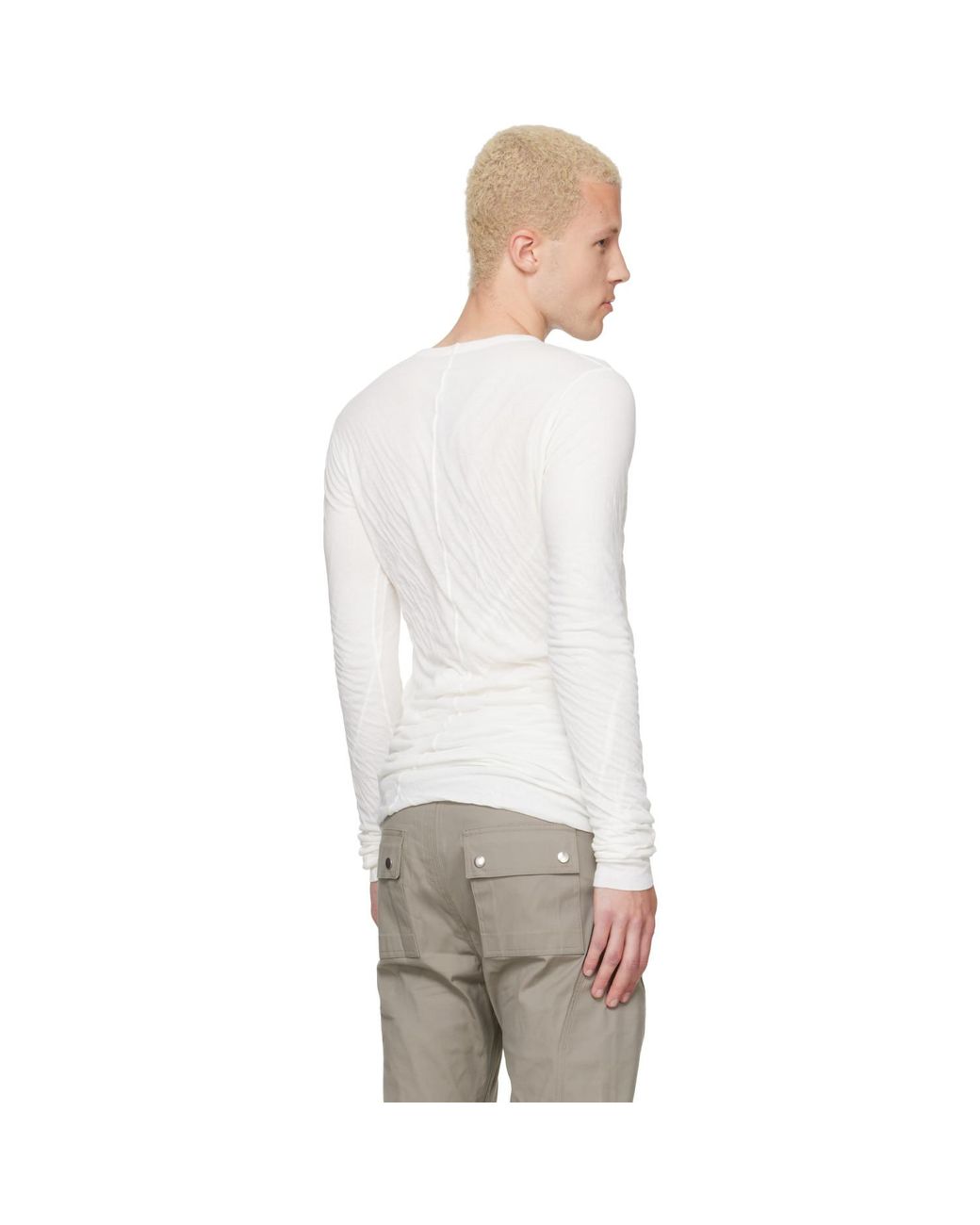 Rick Owens White Off- Tower Double Ls T-Shirt for men