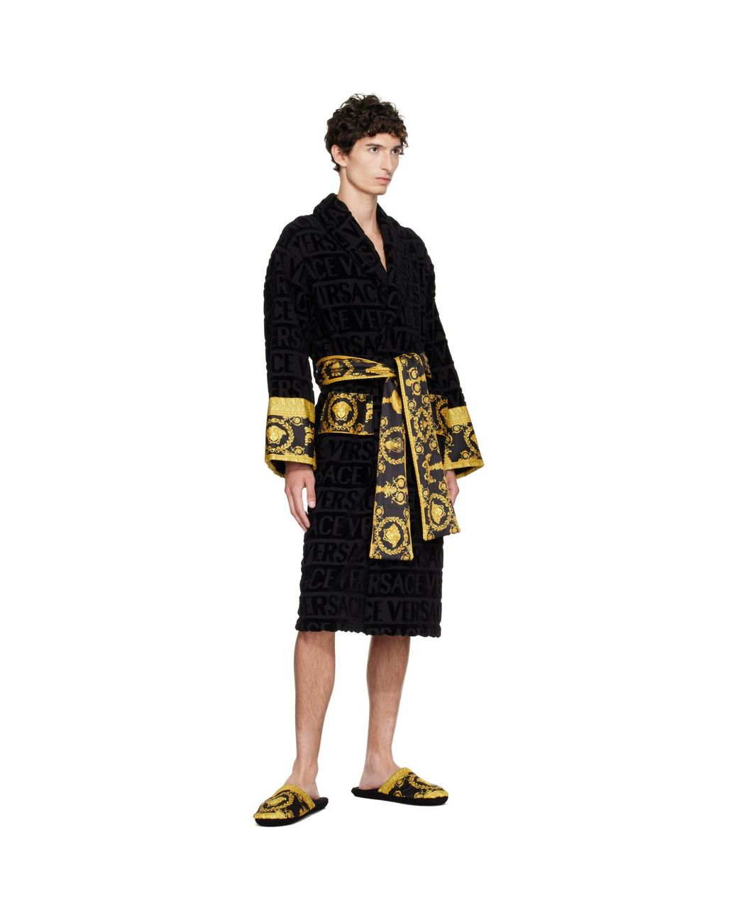 Versace Black 'I Heart Baroque' Slippers for men