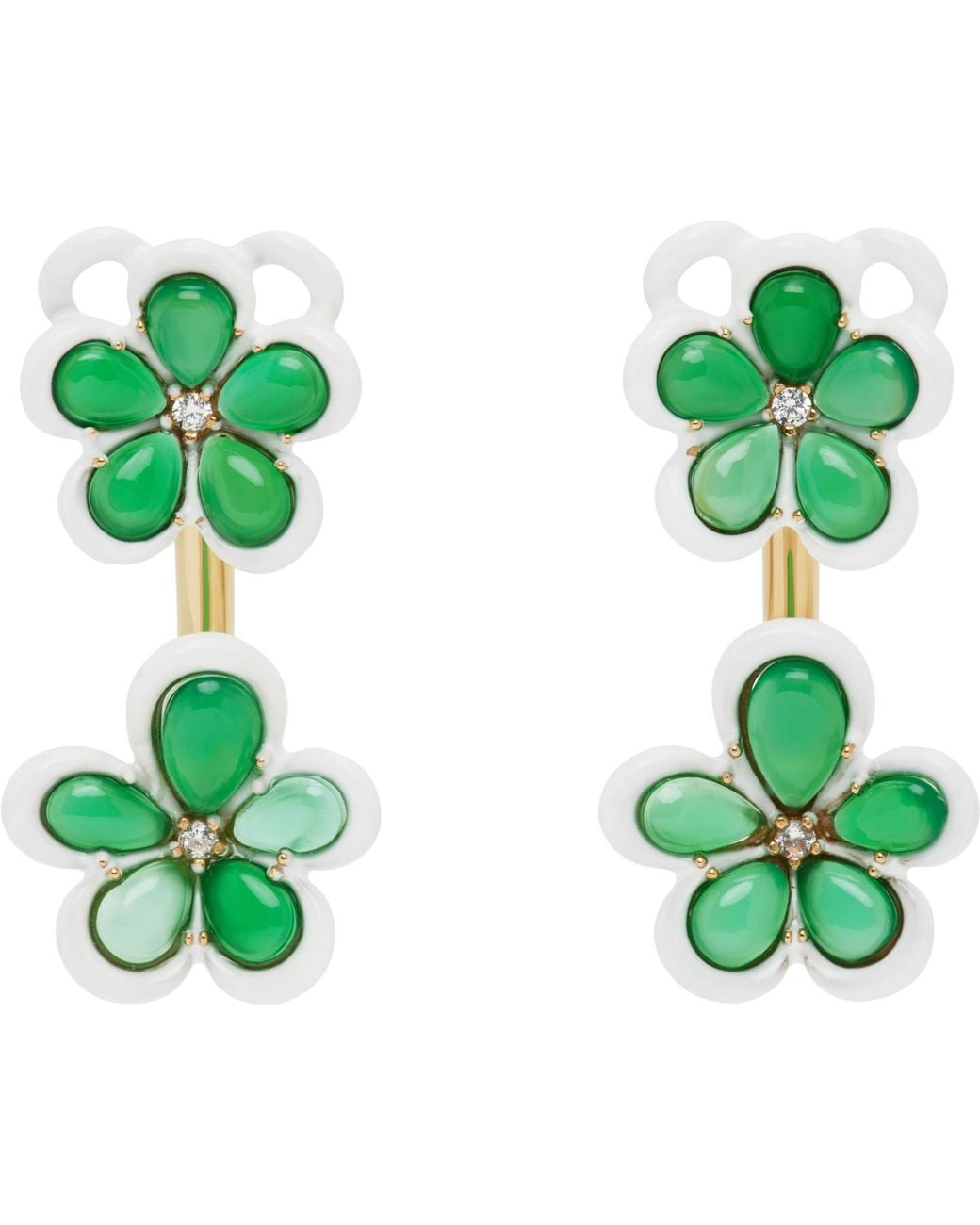 Bottega Veneta Green Flower Earrings
