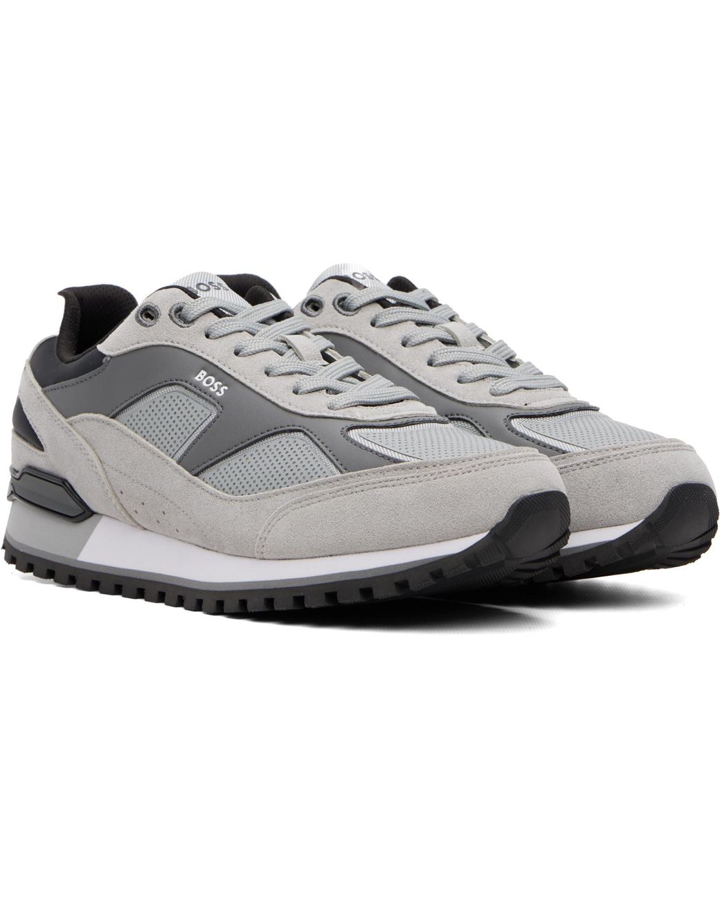 Boss Gray Suede Sneakers for men