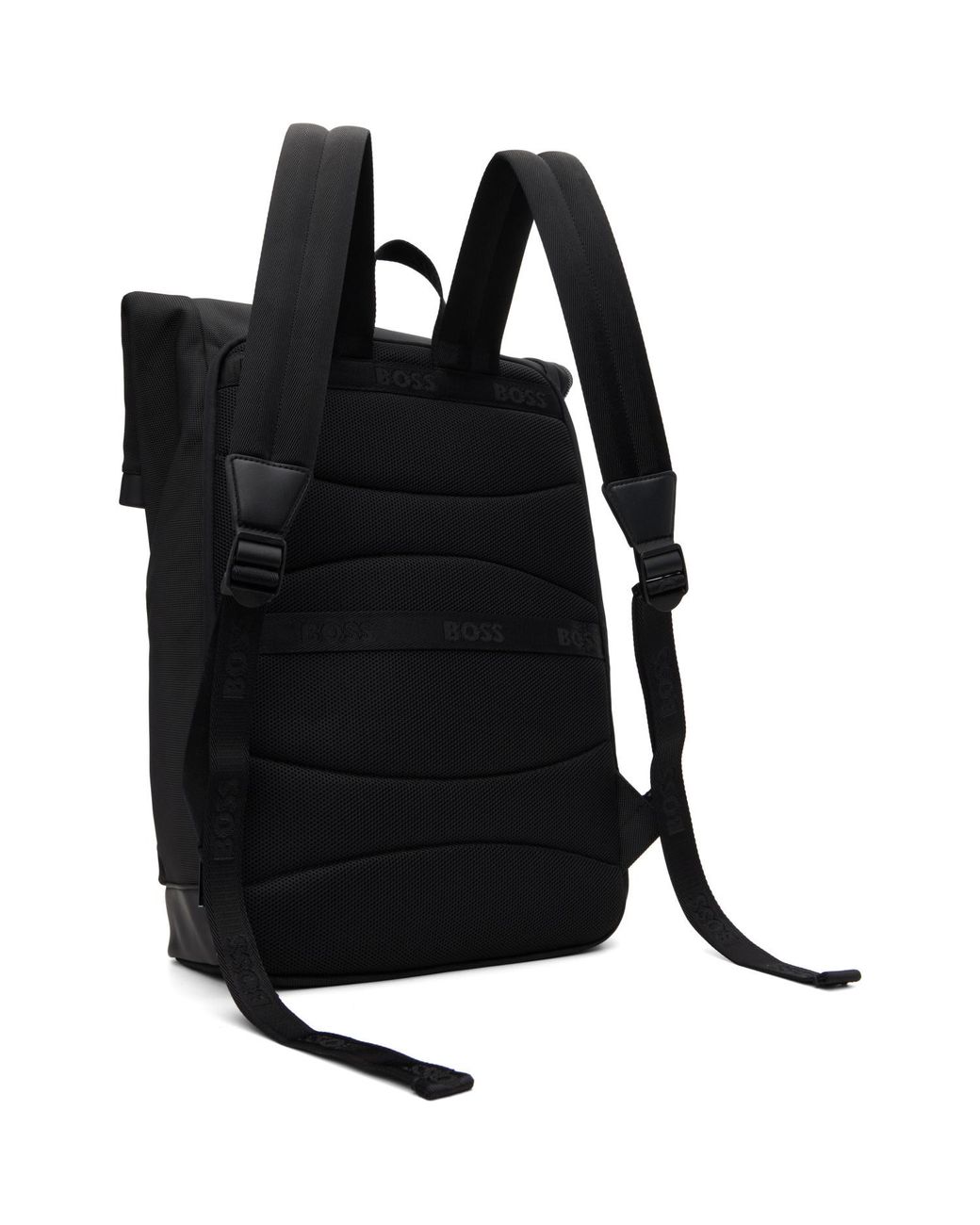 Boss Black Canvas Flap Backpack for men