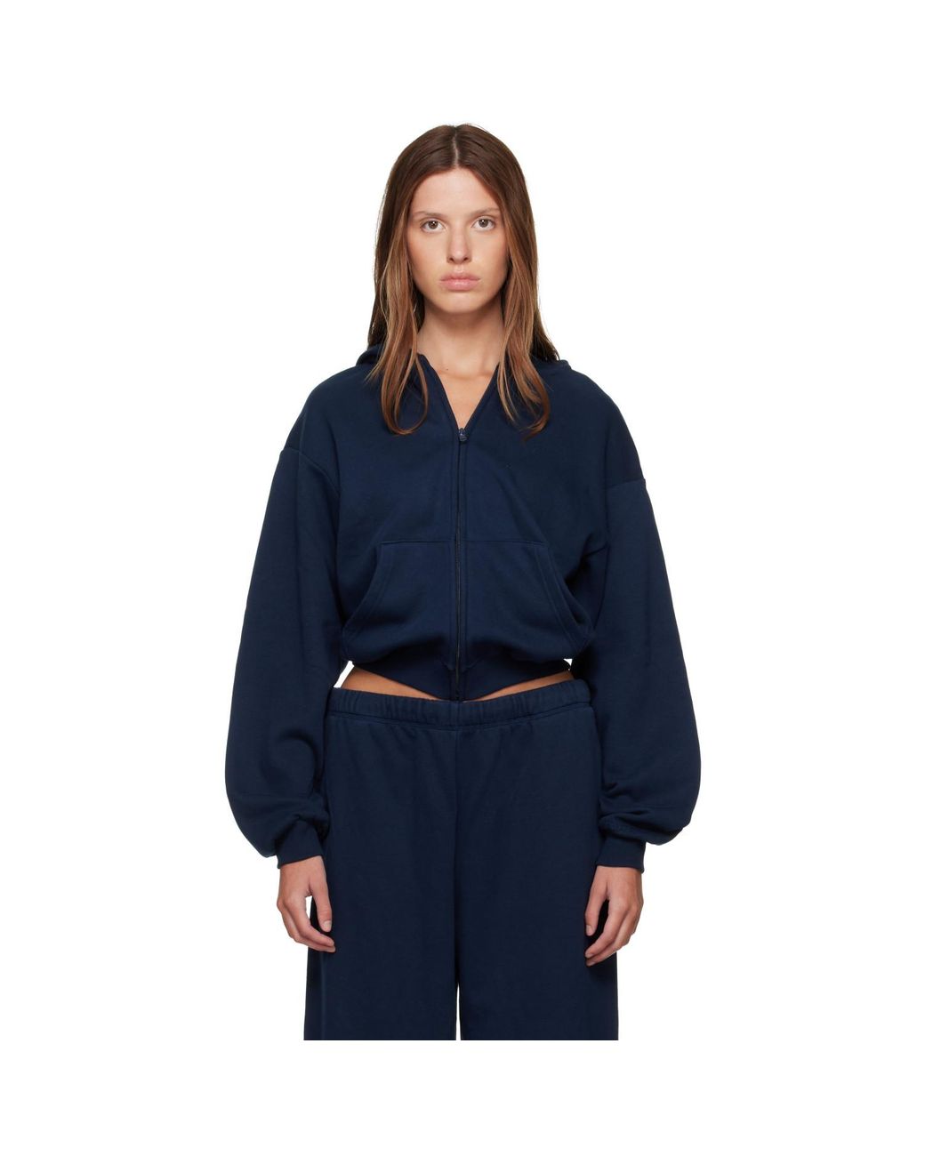 Skims Blue Cotton Fleece Classic Zip Up Hoodie