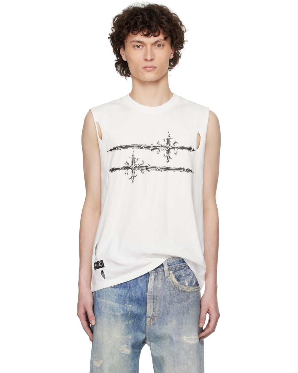 THUG CLUB Cross T Sleeveless Tank Top in White for Men | Lyst