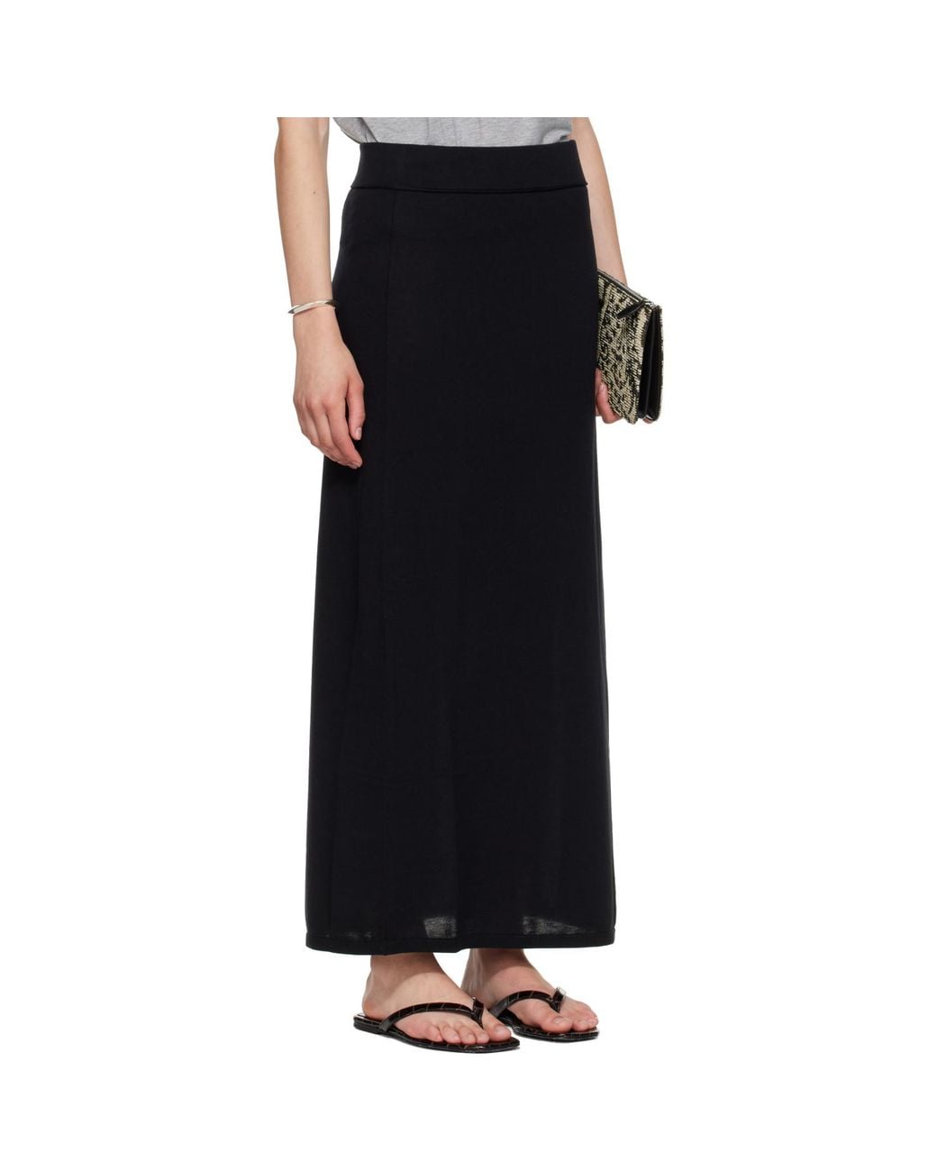 Totême Black Long Knit Maxi Skirt