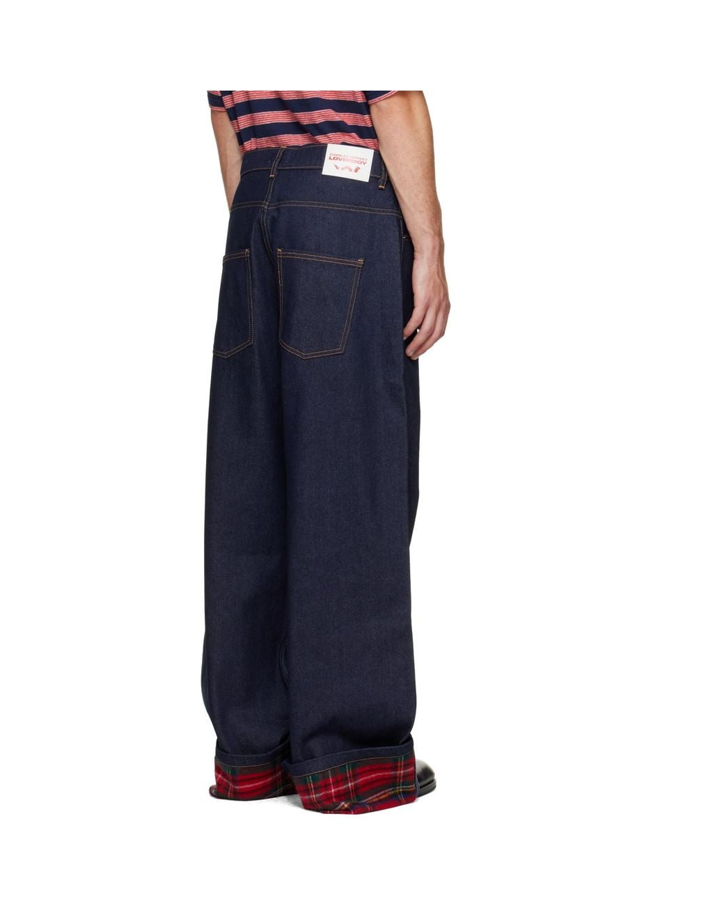 Charles Jeffrey Blue Scarf Wide Leg Jeans for men