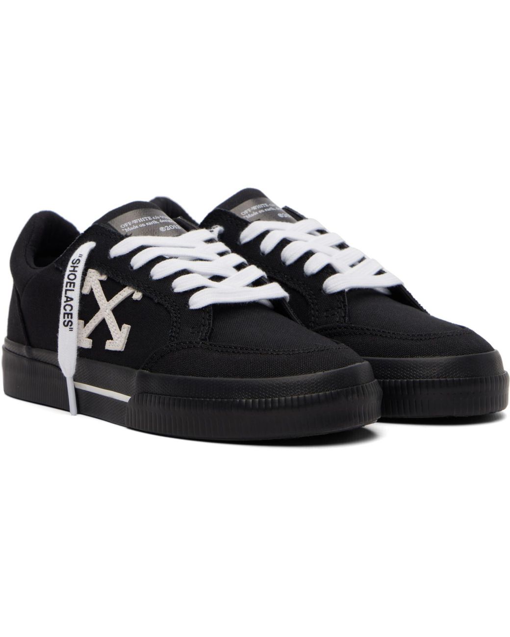 Off-White c/o Virgil Abloh Black Vulcanized Low Canvas Sneakers