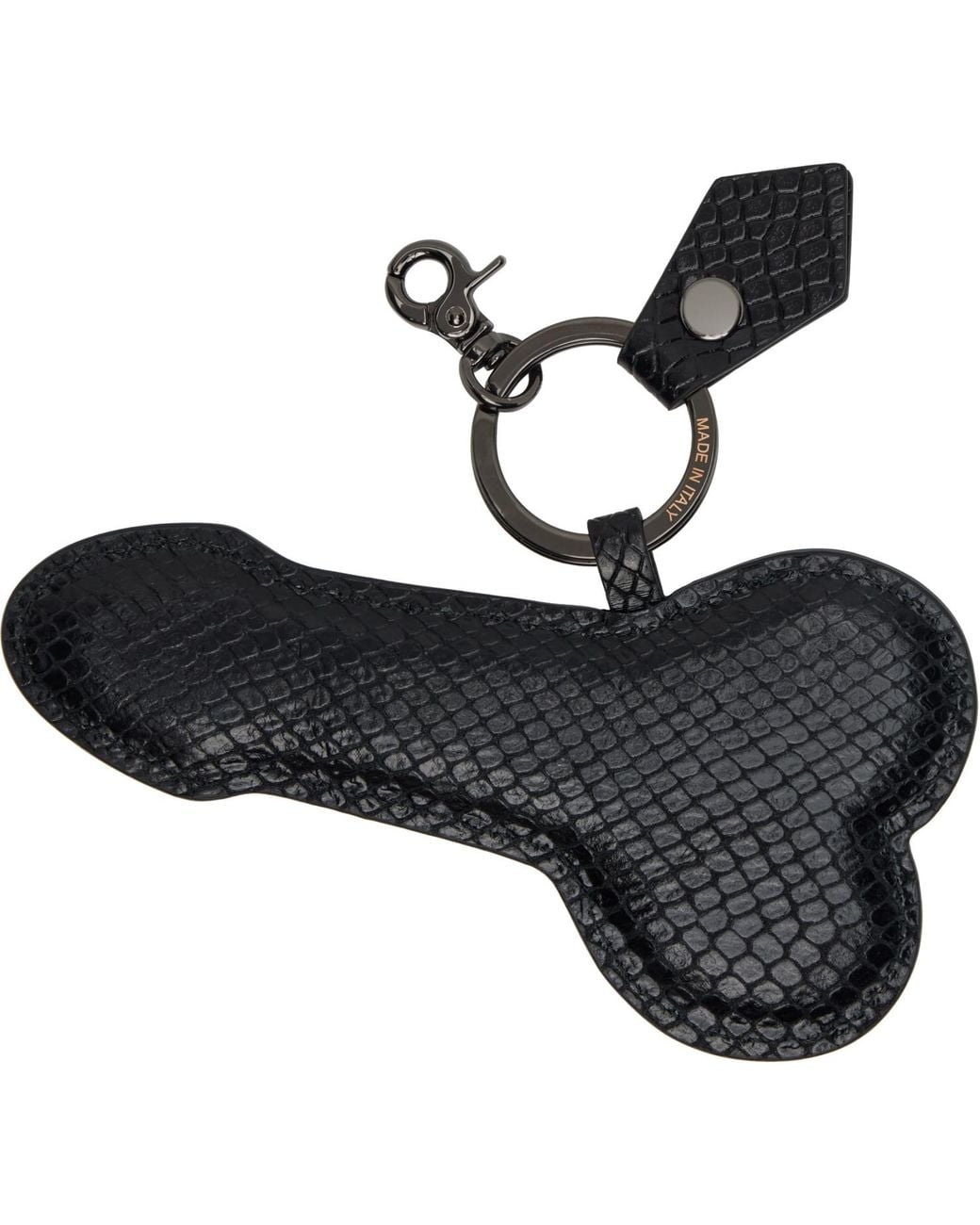 Vivienne Westwood Black Snake Embossed 'Penis' Keychain for men