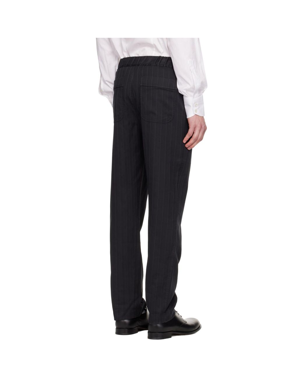 Tom Ford Black Herringbone Stripe Pleated Lounge Pants for men