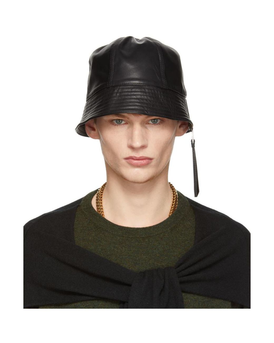 Loewe Black Leather Bucket Hat for Men | Lyst