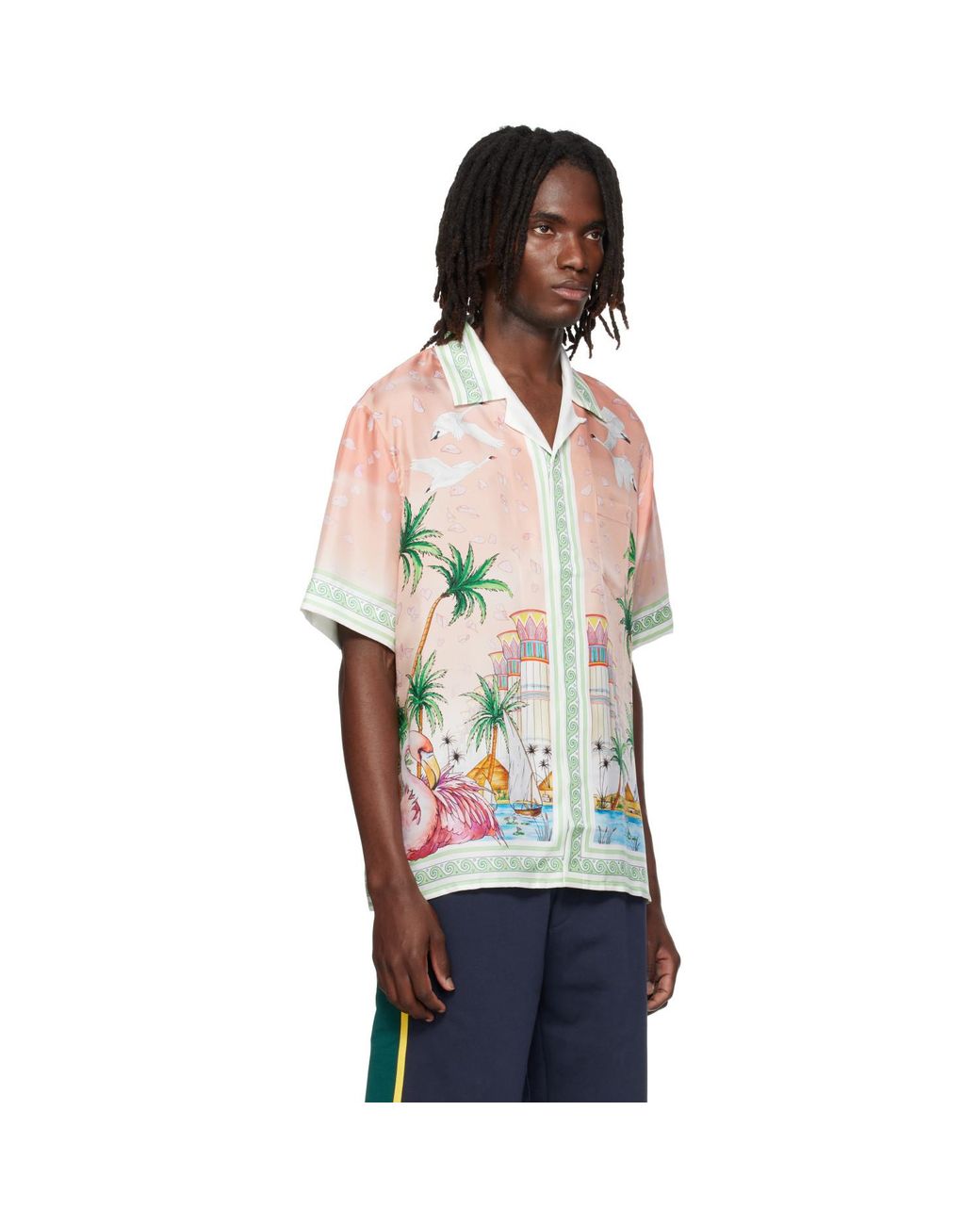 Casablanca Red Ethereal Short Sleeve Silk Shirt for men