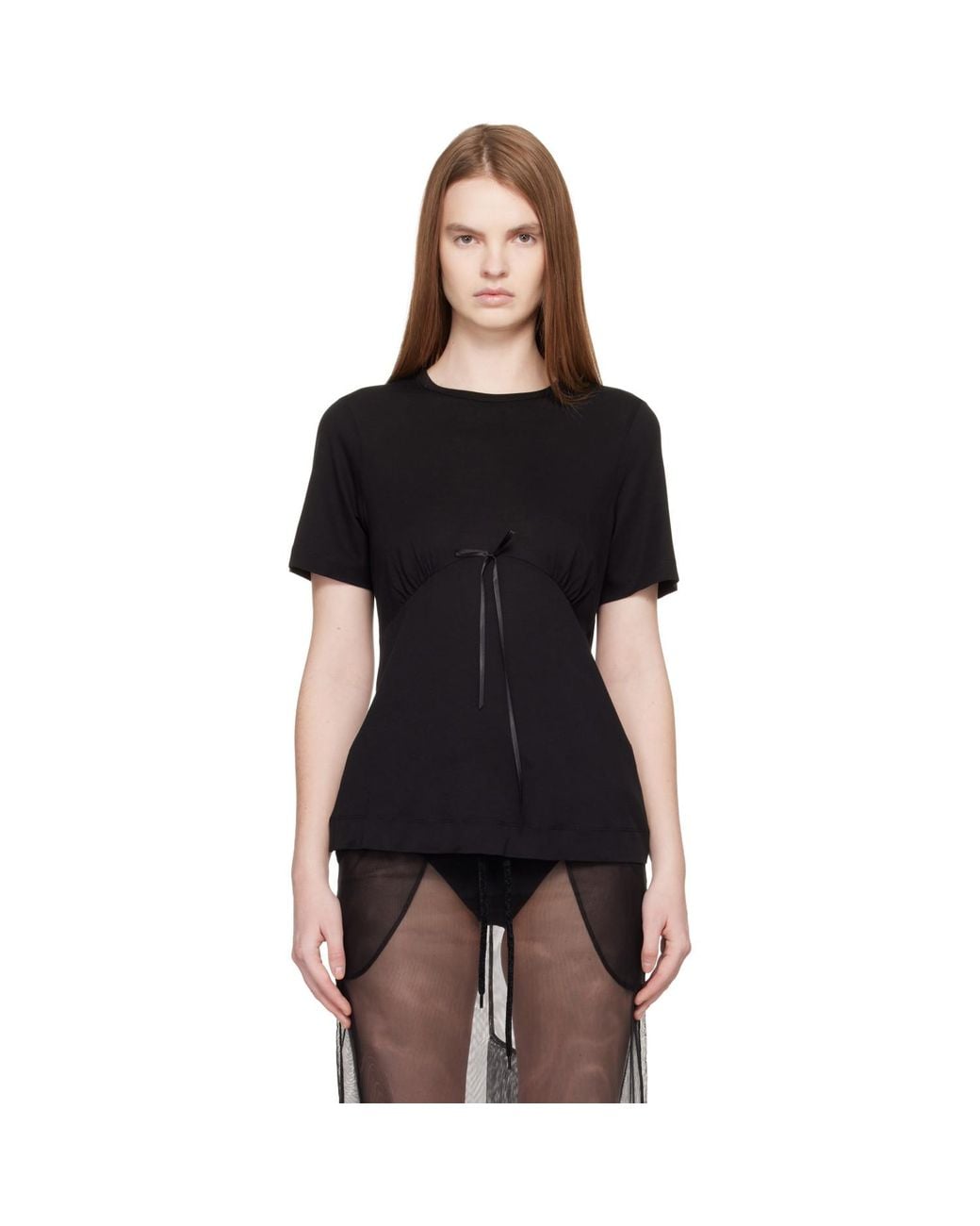 Simone Rocha Black Gathered Bust Bow T-Shirt