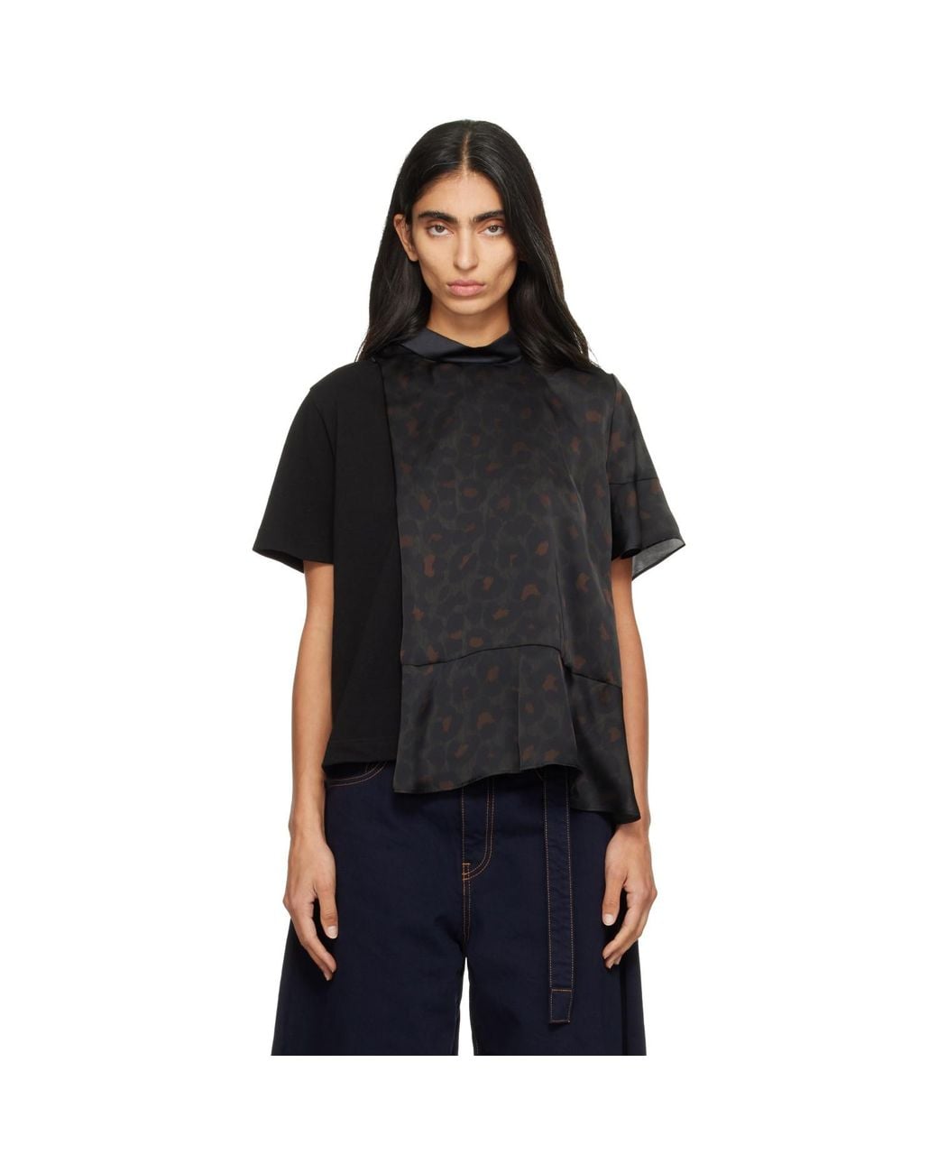 Sacai Black Leopard Jersey T-Shirt