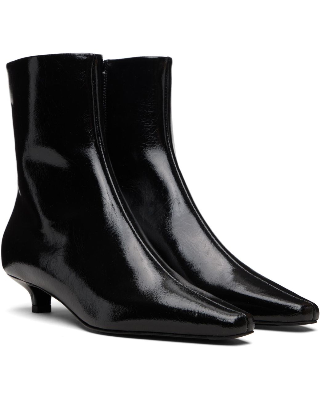 Totême Black Slim Naplack Ankle Boots