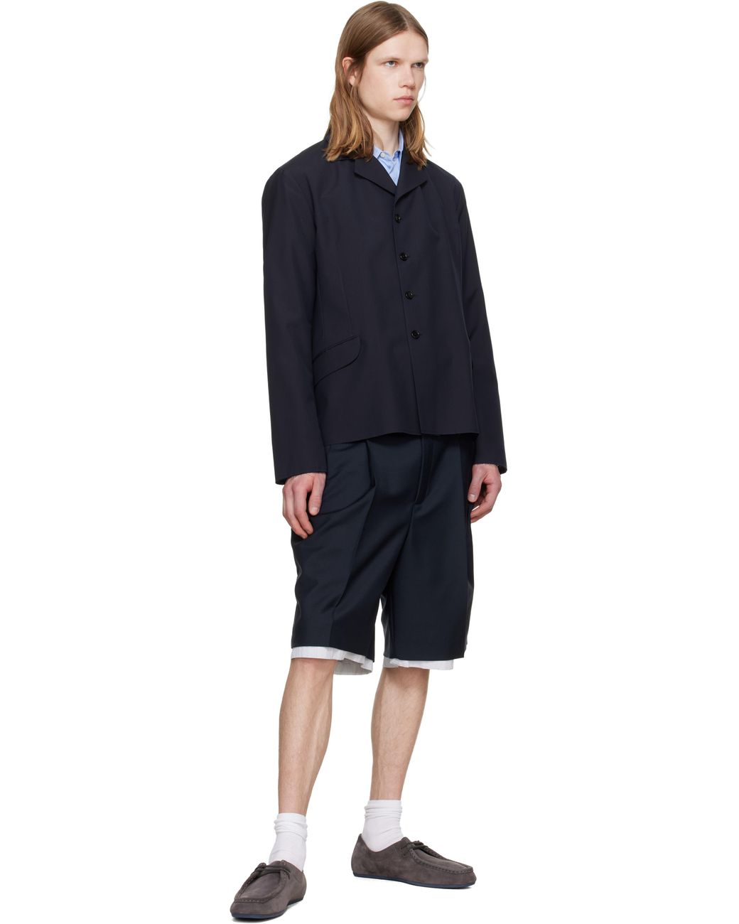 Jil Sander Blue Wool Poplin Blazer for men