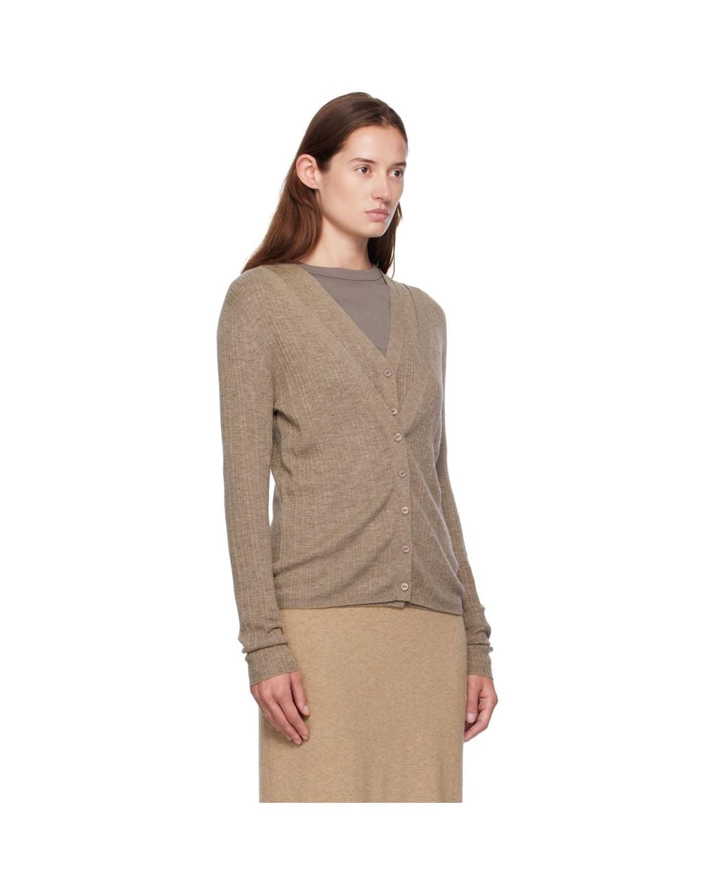 Lisa Yang Brown Taupe Vanna Cardigan