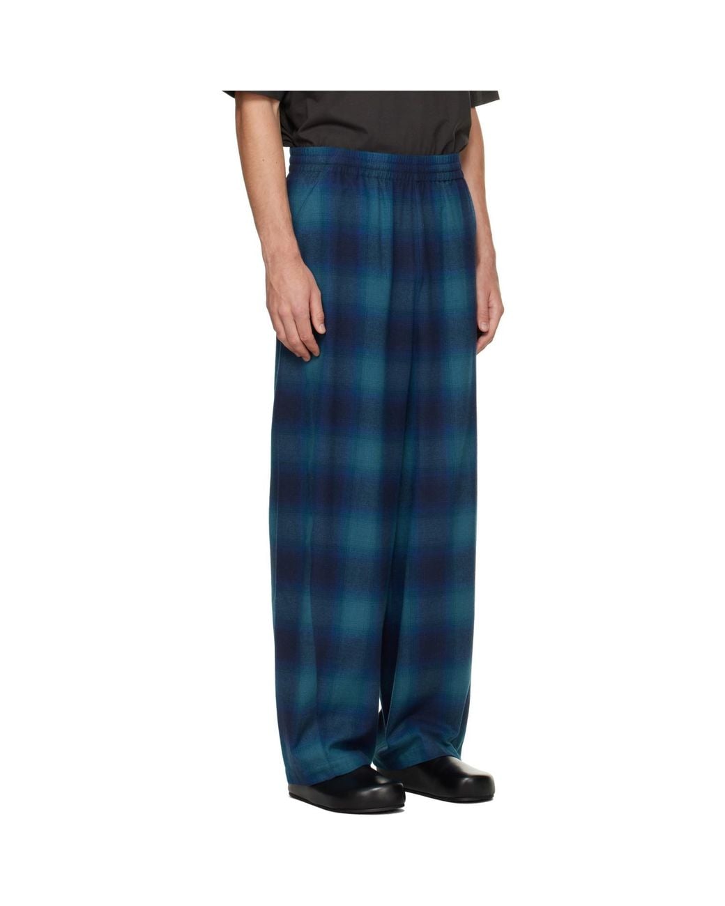 we11done Blue Flannel Lounge Pants for men