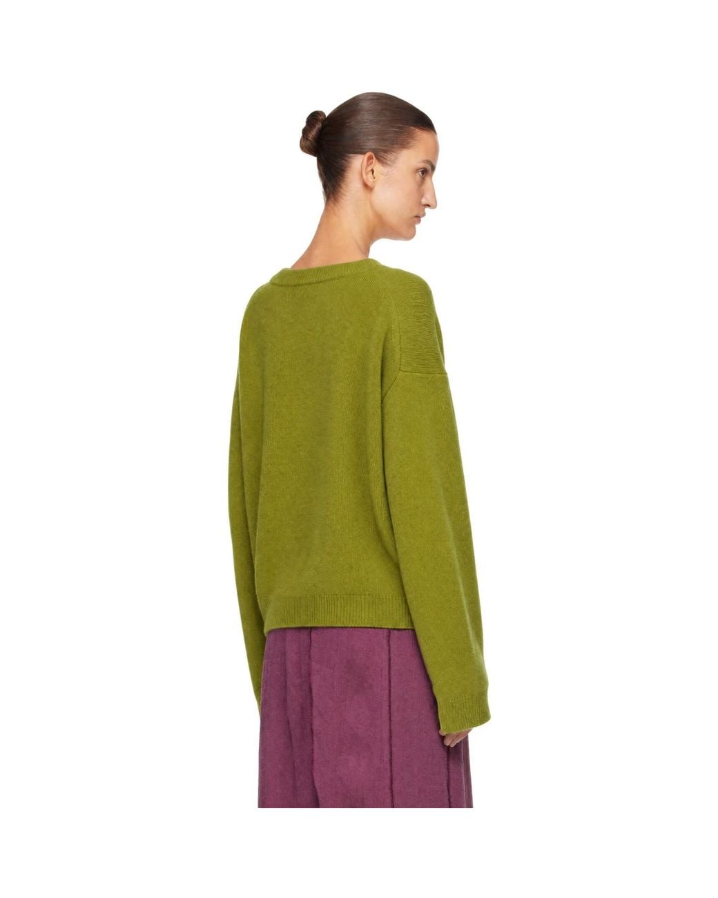 Staud Green Serrano Cashmere Relaxed Crew Sweater