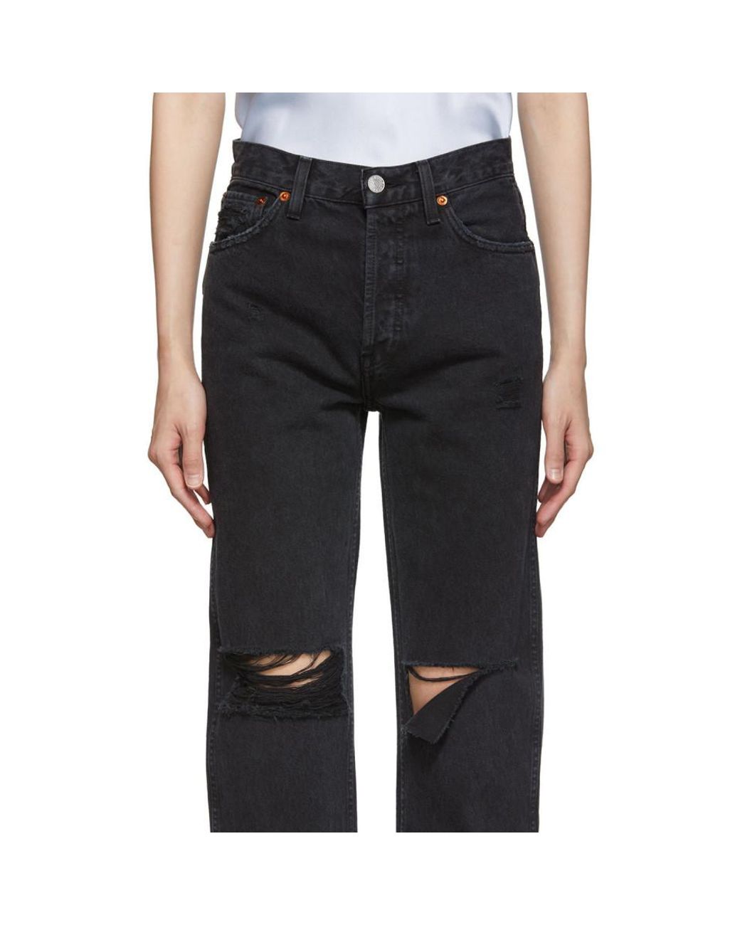 Black Rips High-rise Loose Jeans | Lyst