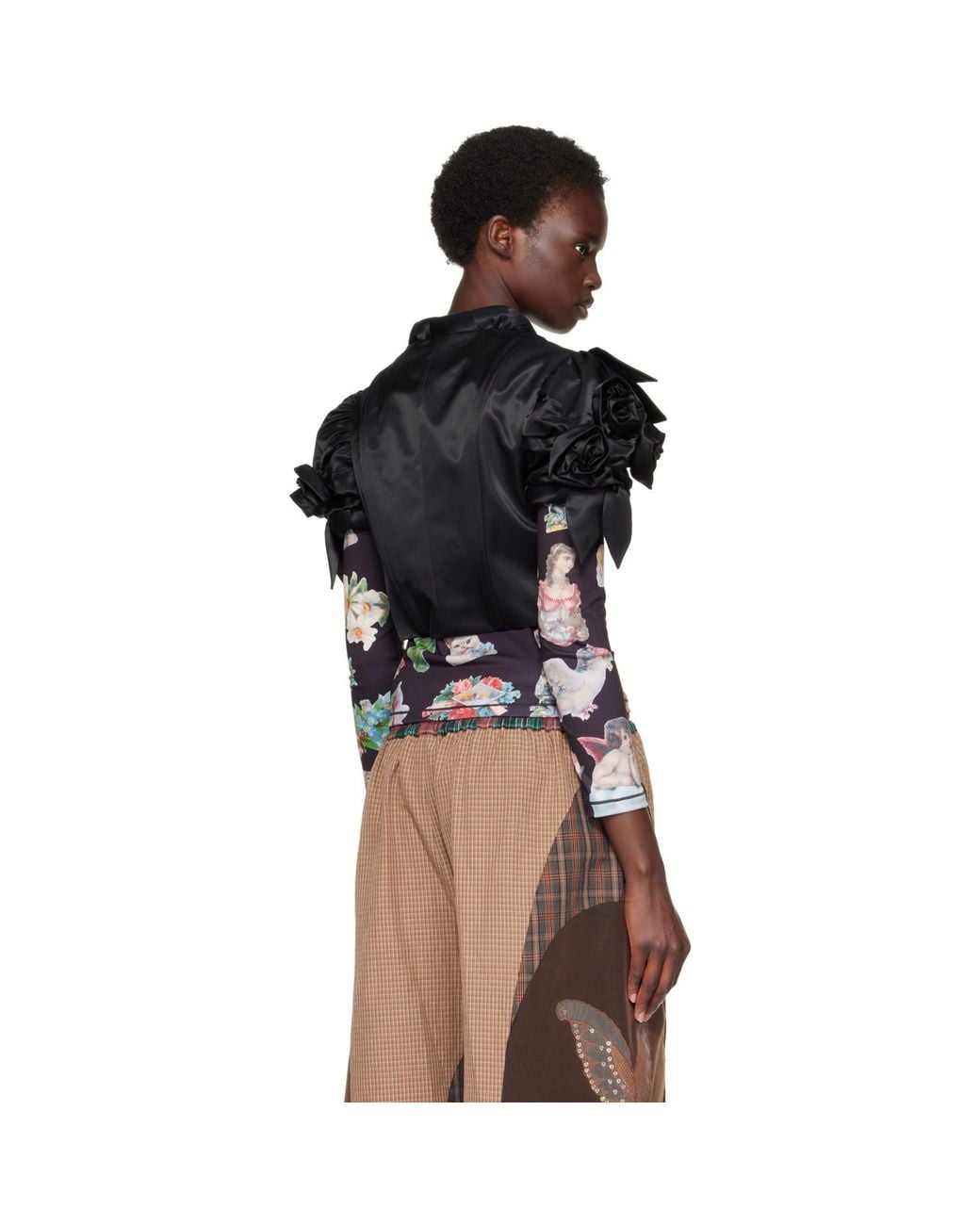 Chopova Lowena Black Rose Shrug Top