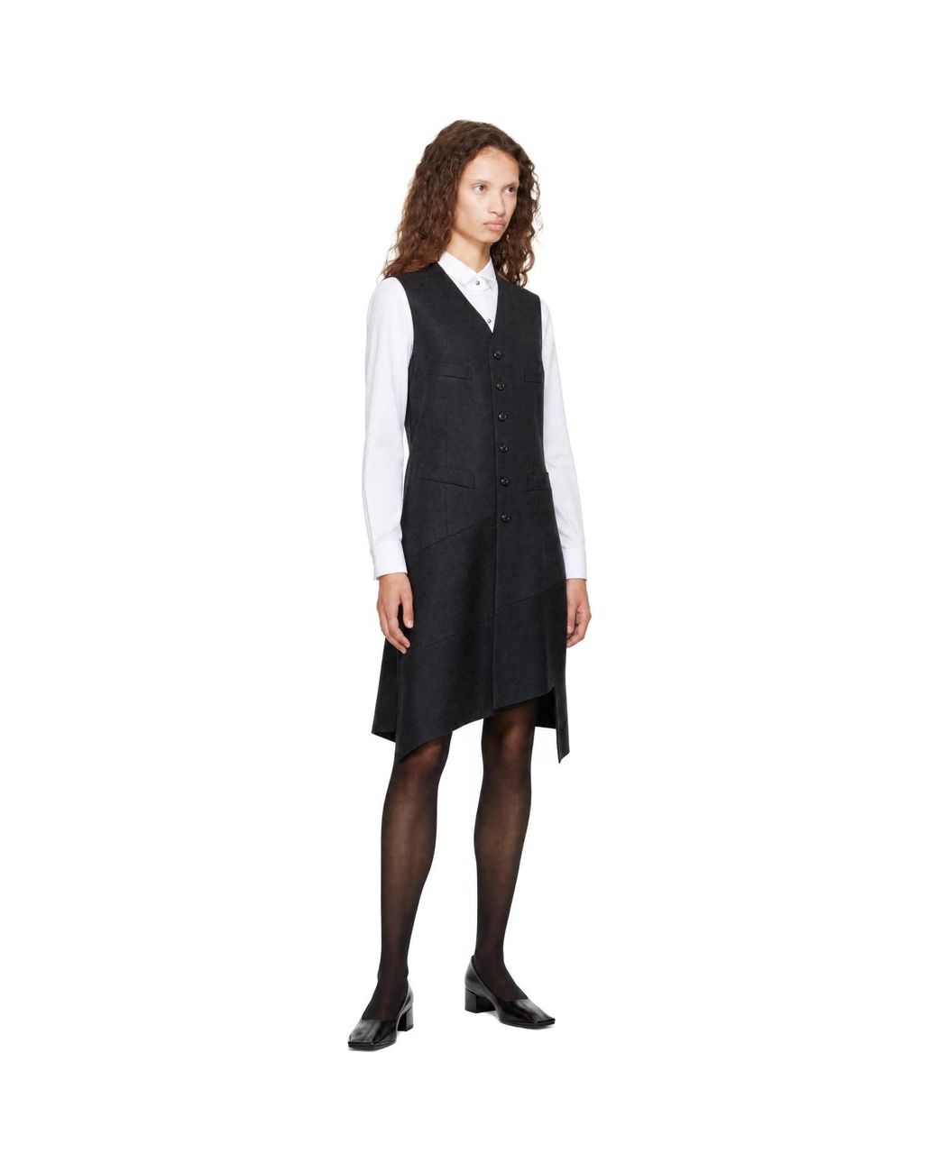Comme des Garçons Black Paneled Wool Midi Dress