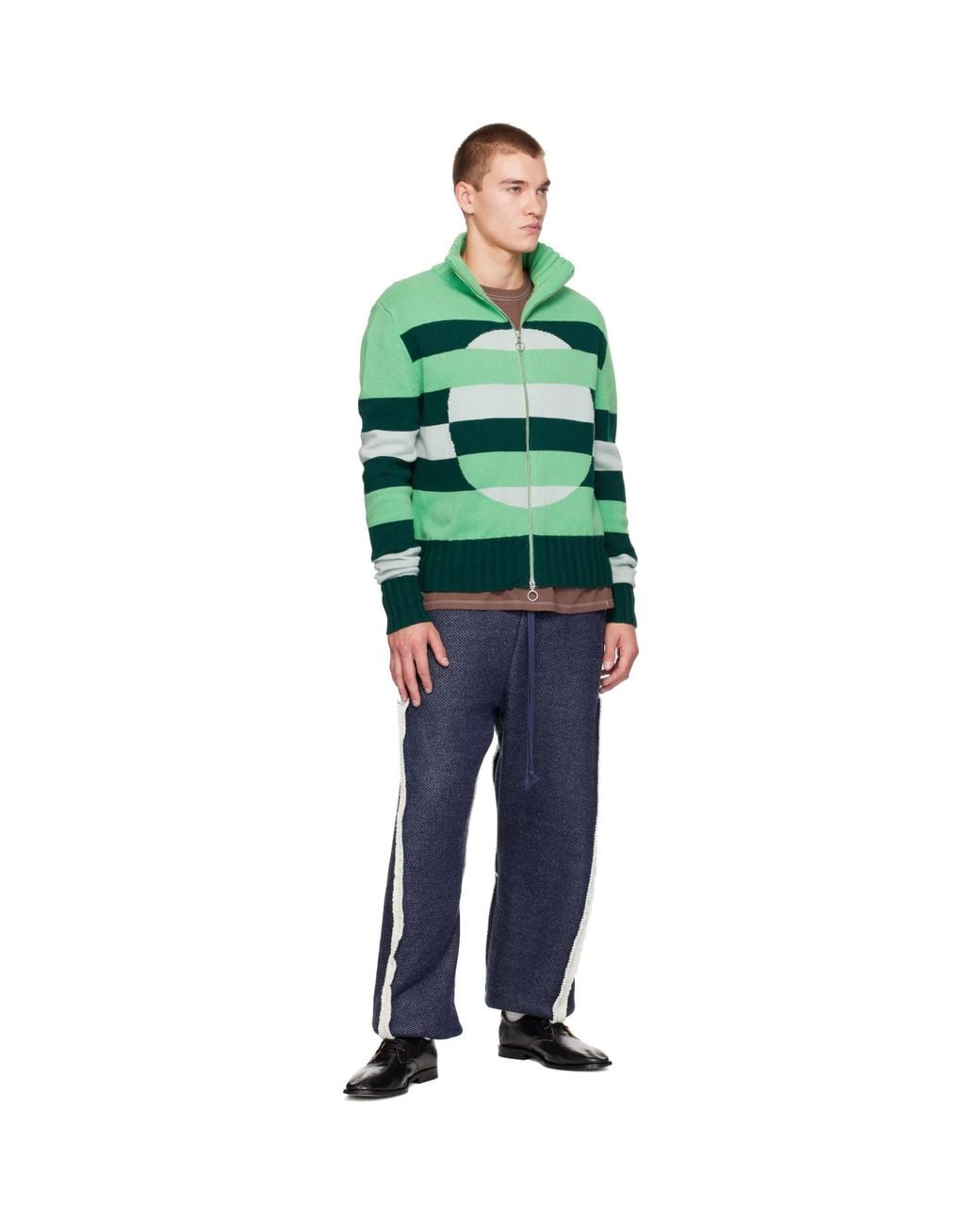 Edward Cuming Green Optical Vortex Window Sweater for men
