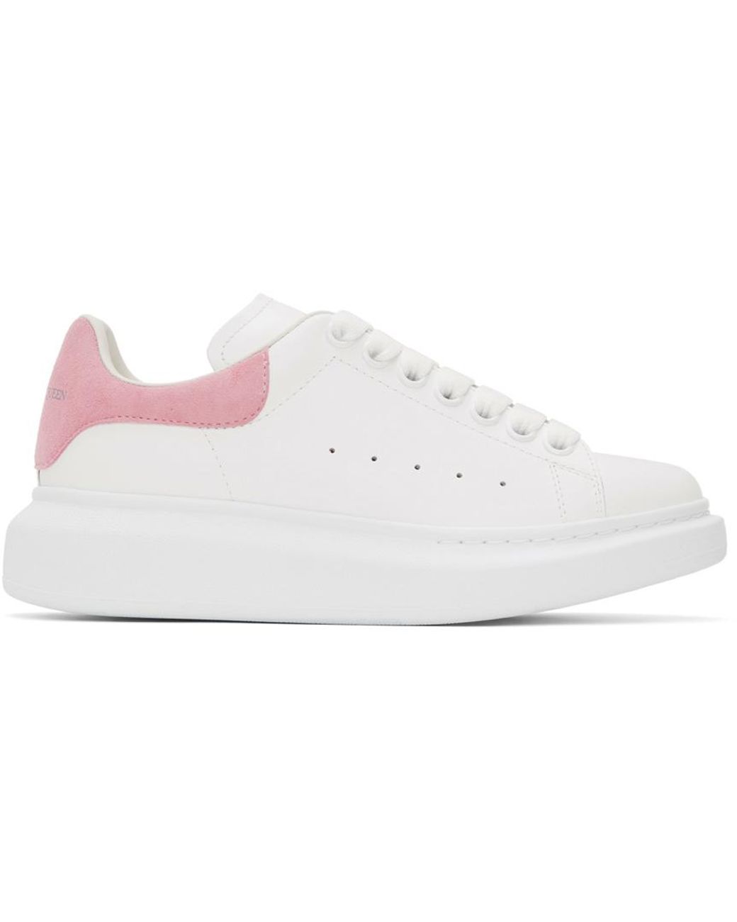 Alexander McQueen Leather Ssense Exclusive White & Pink Oversized ...