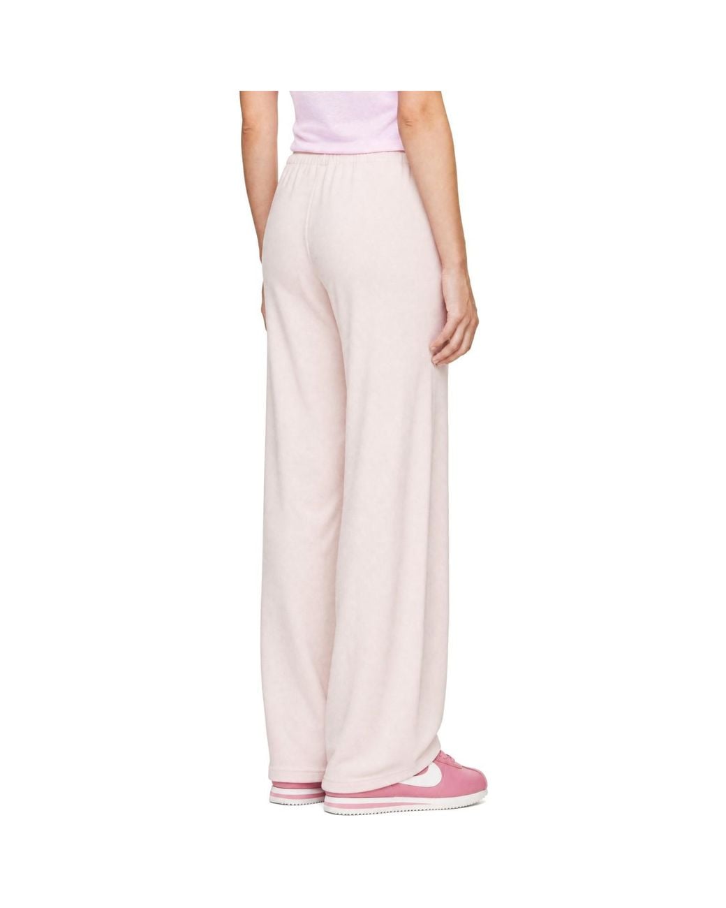Sporty & Rich Pink Signature Logo Ribbed House Lounge Pants